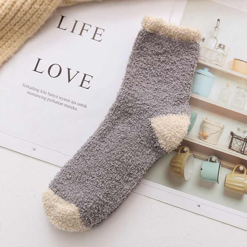 Autumn Winter Coral Velvet Love Flanging Socks Cashmere Socks Crew Socks Thick Warm Towel Wholesale Fluffy Fuzzy Socks